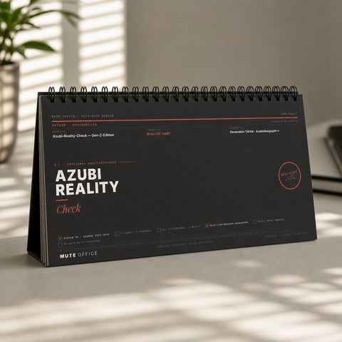 MUTE OFFICE — Hero — Azubi-Reality-Check · Flip-Sign Tischkalender