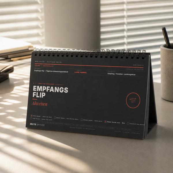 Empfangs-Flip · Täglich Abweisen · Flip-Sign Tischkalender