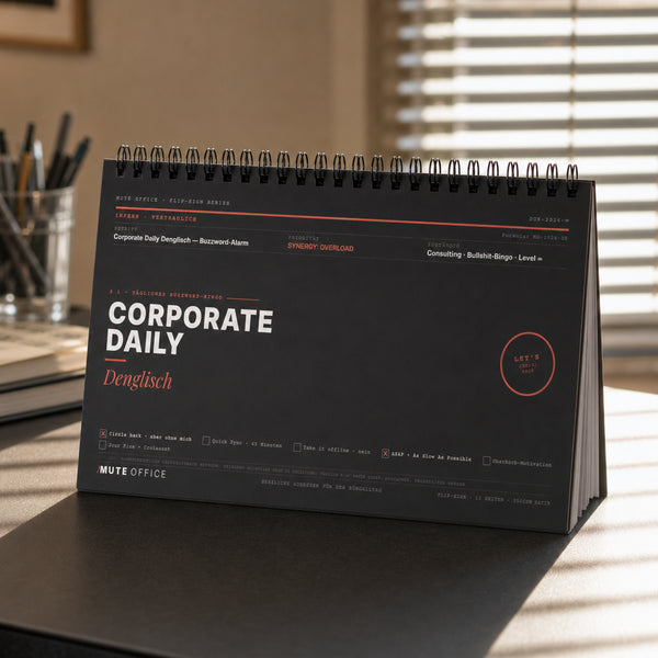 Corporate Daily Denglisch · Flip-Sign Tischkalender