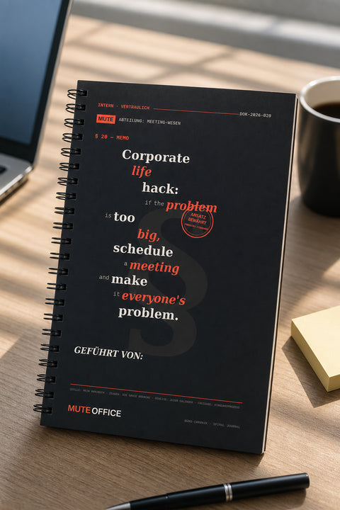 MUTE OFFICE — Hero — Corporate life hack: if the problem is too big, schedule a meeting