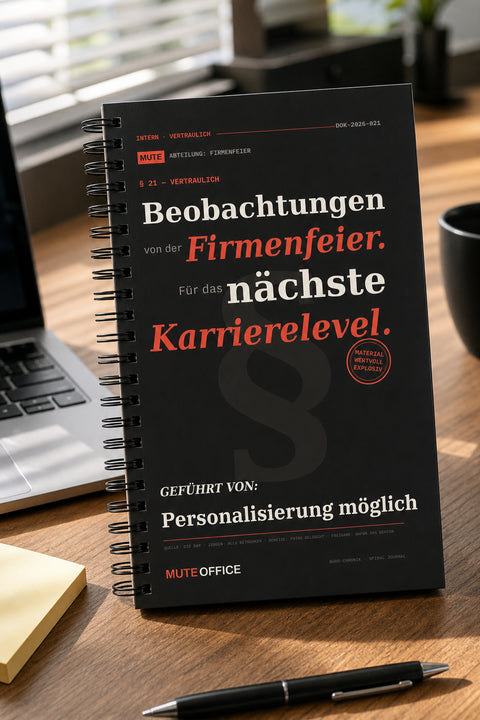 MUTE OFFICE — Hero — Beobachtungen von der Firmenfeier. Für das nächste Karrierelevel · Personalisiertes Geschenk
