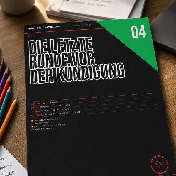 Malbuch Band 4 – „Die letzte Runde vor der Kündigung“ – Team Activity 2–6 Personen | MUTE OFFICE