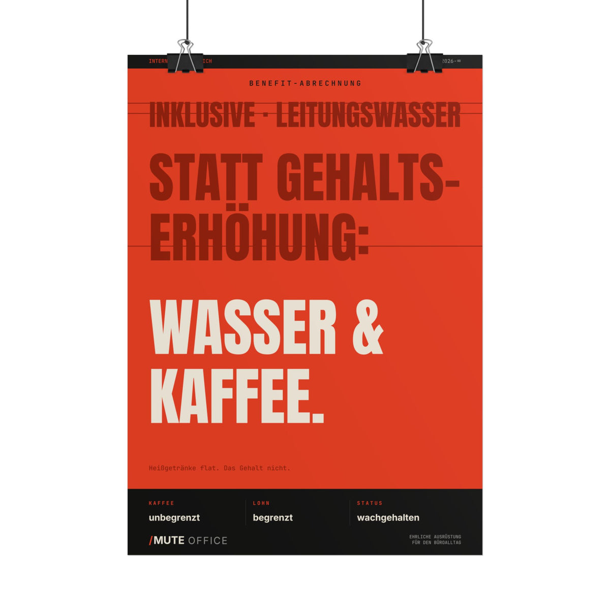 MUTE OFFICE Poster ohne Rahmen – Wasser & Kaffee statt Gehaltserhöhung – Ansicht 3