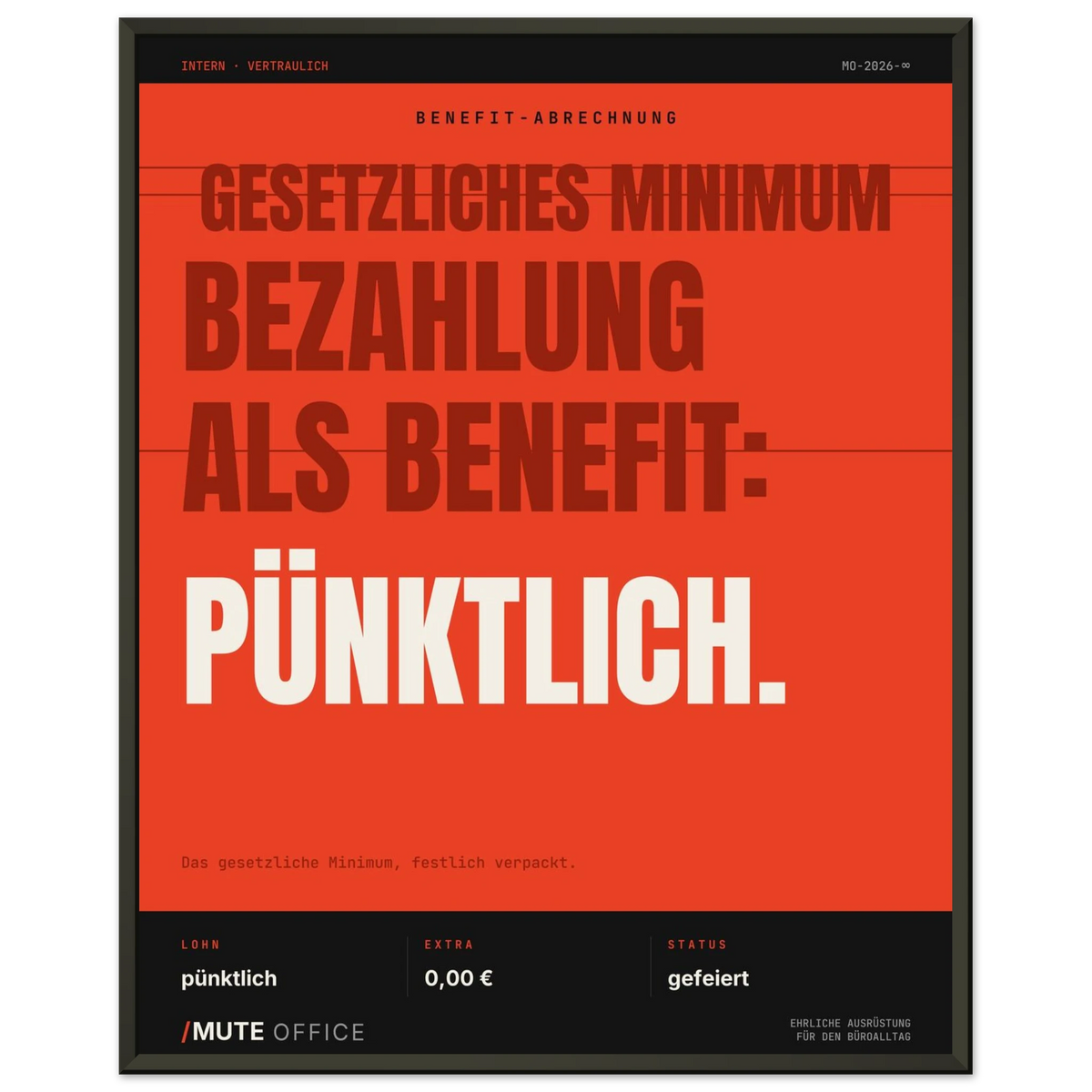 MUTE OFFICE Poster mit Rahmen – Pünktliche Bezahlung als Benefit – Ansicht 3