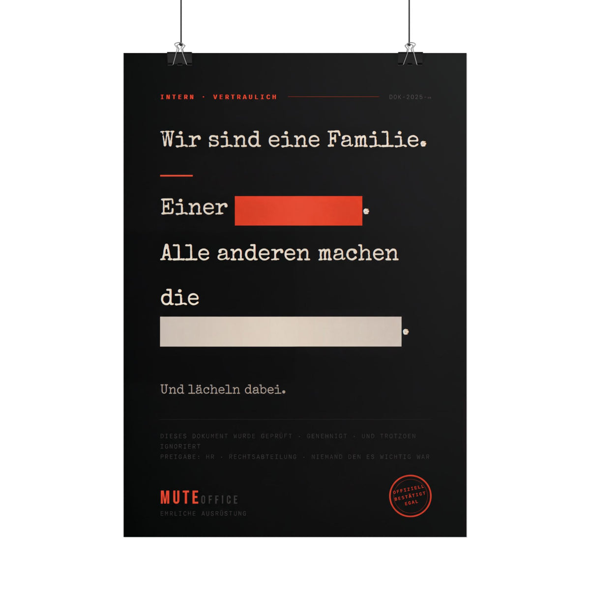 MUTE OFFICE Poster mit Metallrahmen EU
