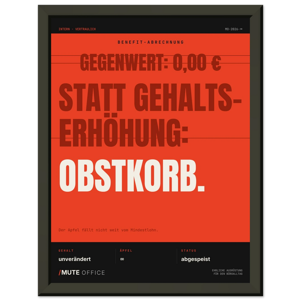 MUTE OFFICE Poster mit Rahmen – Obstkorb statt Gehaltserhöhung – Ansicht 4