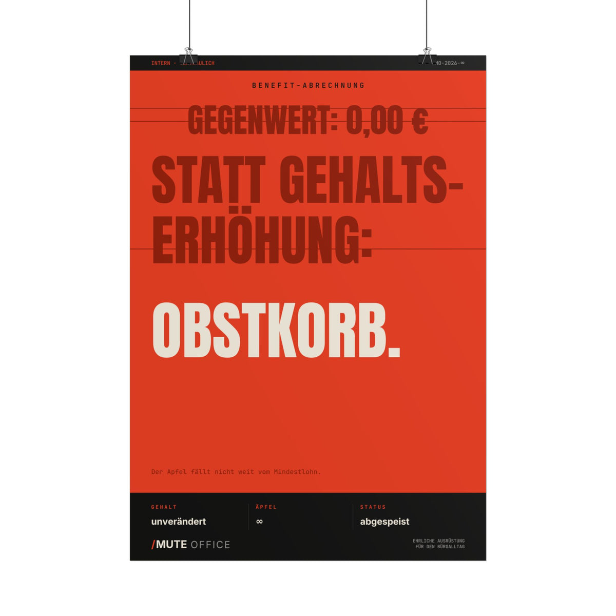 MUTE OFFICE Poster ohne Rahmen – Obstkorb statt Gehaltserhöhung – Ansicht 2