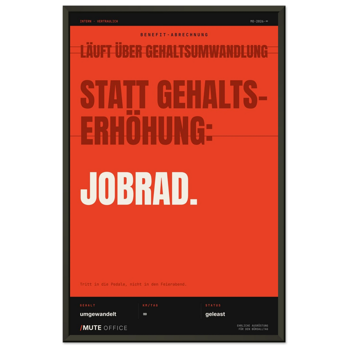 MUTE OFFICE Poster mit Rahmen – Jobrad statt Gehaltserhöhung – Ansicht 1