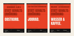 MUTE OFFICE Poster-Set – Meine tollen Work-Benefits – drei Poster Obstkorb Jobrad Wasser & Kaffee nebeneinander — Vorschau 2
