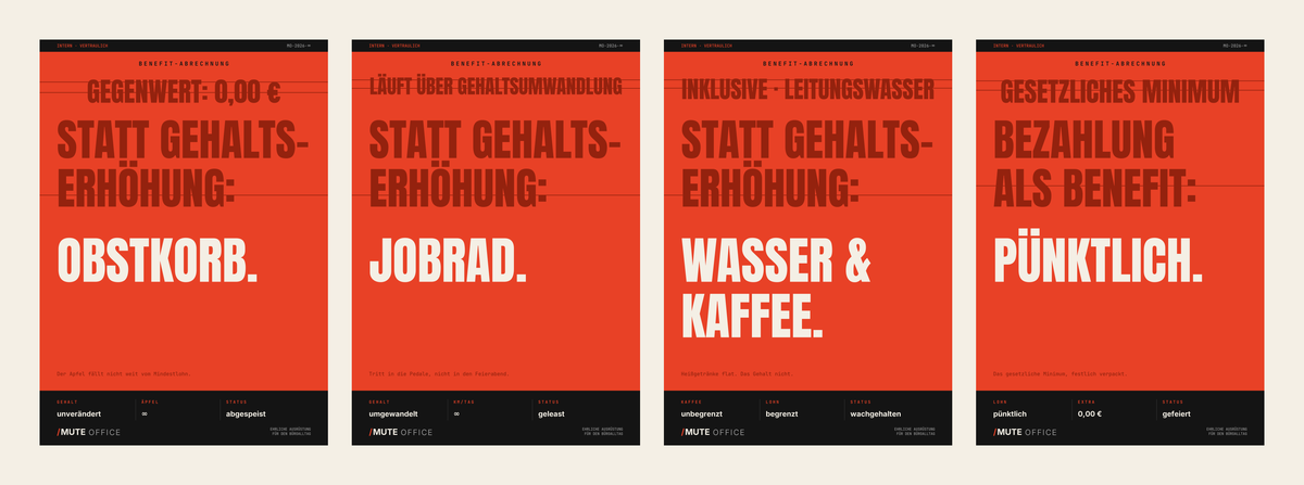 MUTE OFFICE Poster-Set – Meine tollen Work-Benefits Komplett-Set – alle 4 Motive