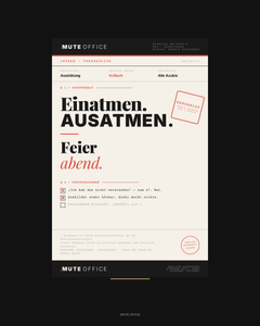 MUTE OFFICE Aufsteller — Ausbilder Einatmen Feierabend — Druckdesign — Vorschau 2