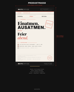 MUTE OFFICE Aufsteller — Ausbilder Einatmen Feierabend — Produktmaße und Material — Vorschau 4