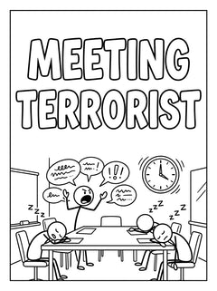 MUTE OFFICE Malbuch — Band 1 — Seite Meeting-Terrorist — Vorschau 3