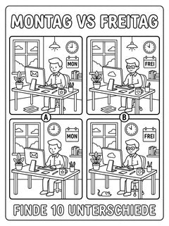 MUTE OFFICE Malbuch — Band 1 — Seite Montag vs Freitag — Vorschau 6