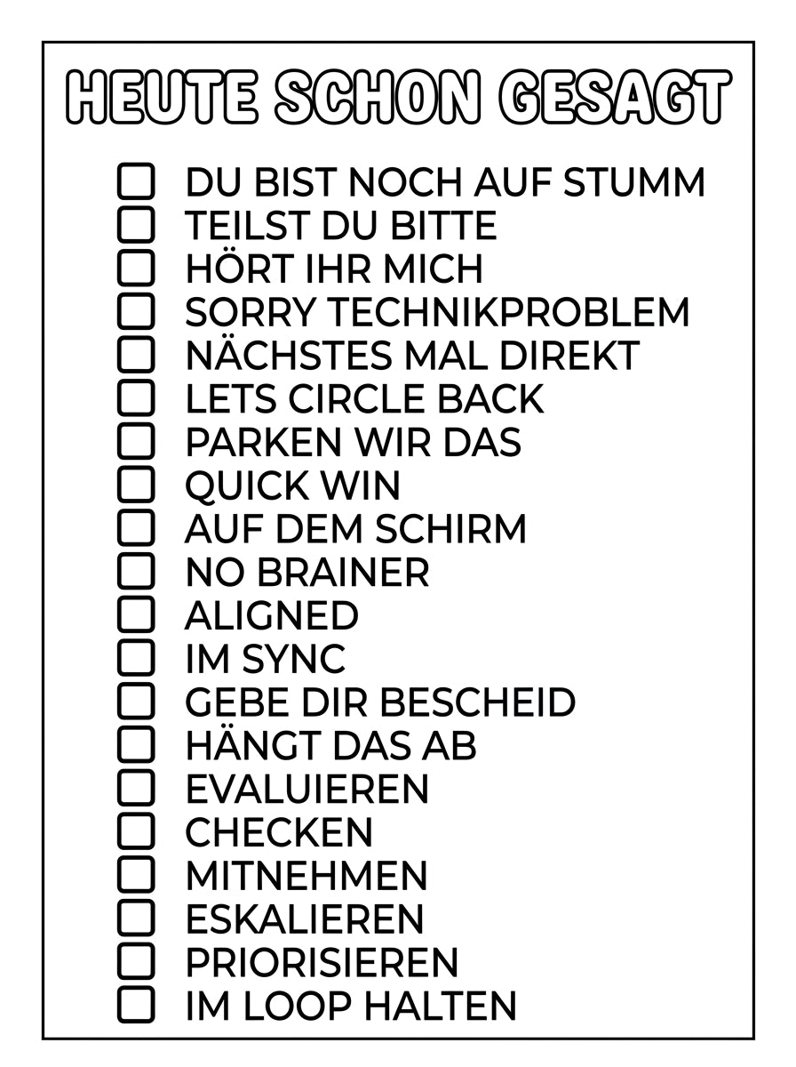MUTE OFFICE Malbuch — Band 2 — Seite Heute schon gesagt