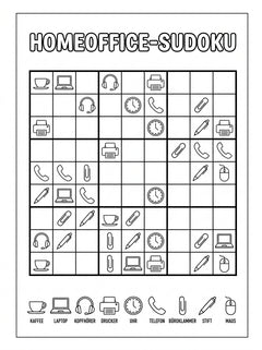 MUTE OFFICE Malbuch — Band 2 — Seite Icon-Sudoku — Vorschau 6