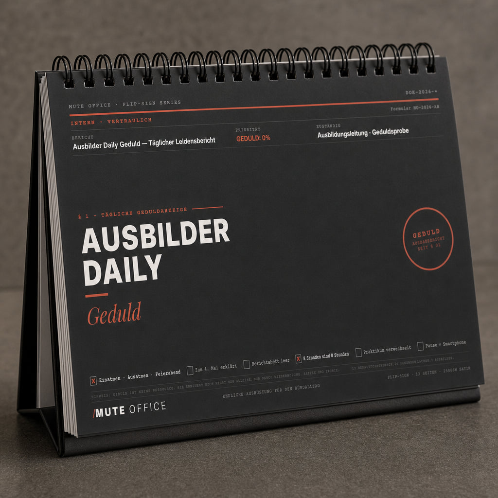 MUTE OFFICE — Detail — Ausbilder Daily Geduld · Flip-Sign Tischkalender