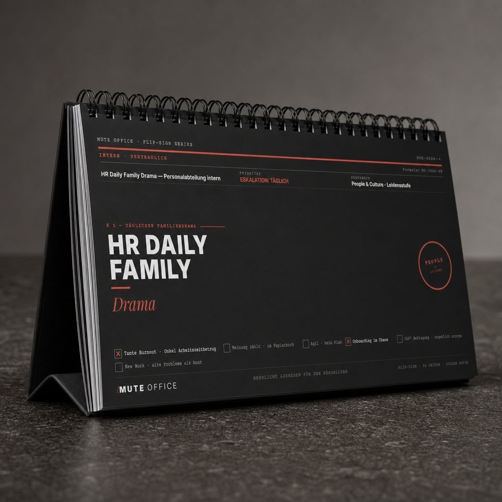 MUTE OFFICE — Detail — HR Daily Family Drama · Flip-Sign Tischkalender