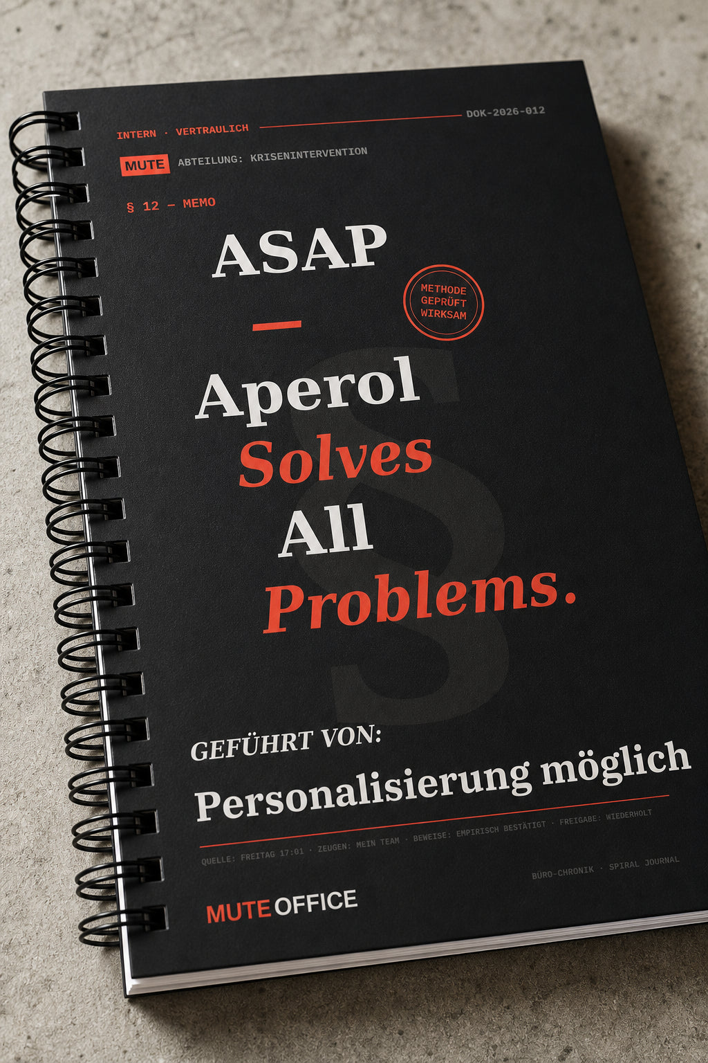 MUTE OFFICE — Detail — ASAP — Aperol Solves All Problems · Personalisiertes Geschenk