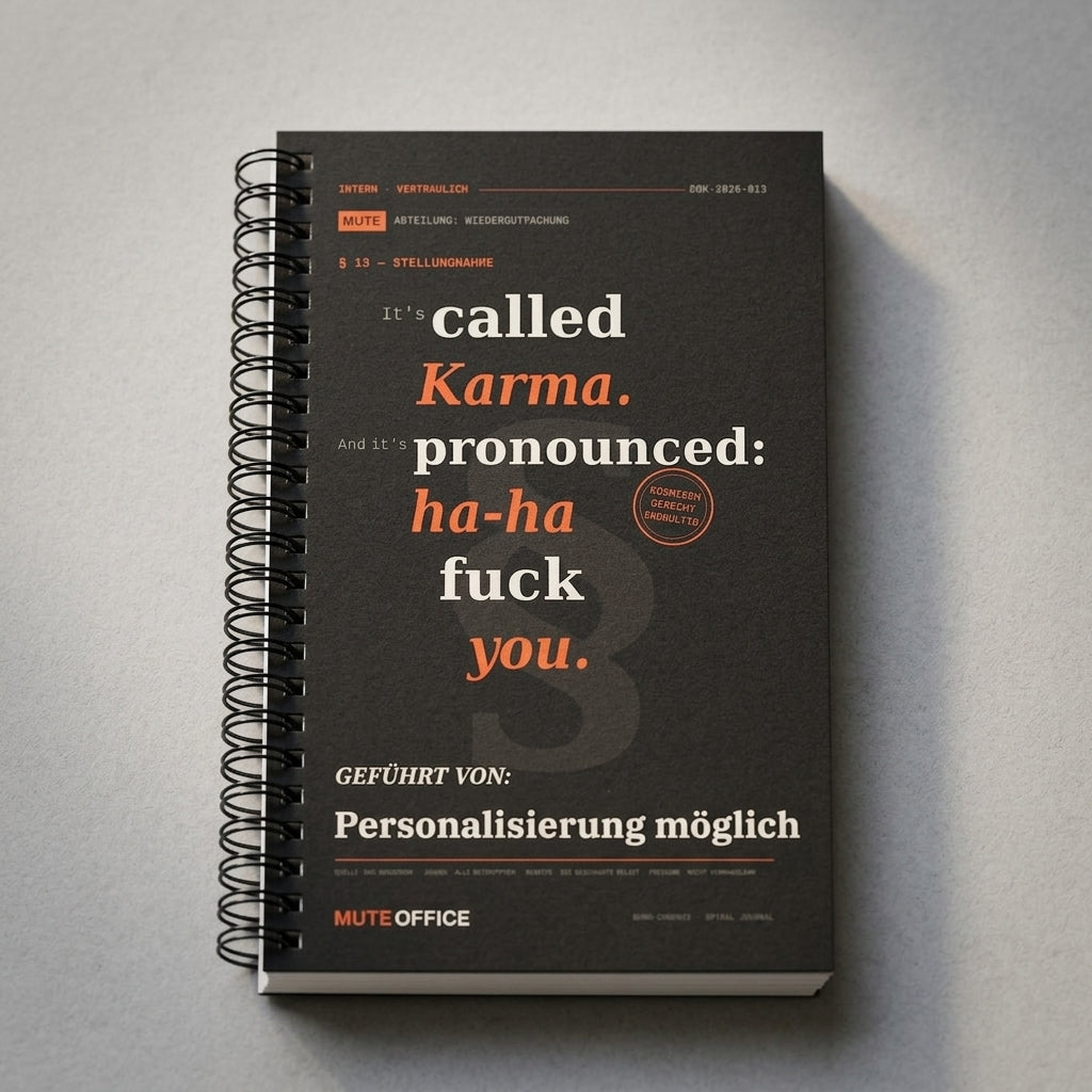 MUTE OFFICE — Detail — It's called Karma. And it's pronounced: ha-ha fuck you · Personalisiertes Geschenk