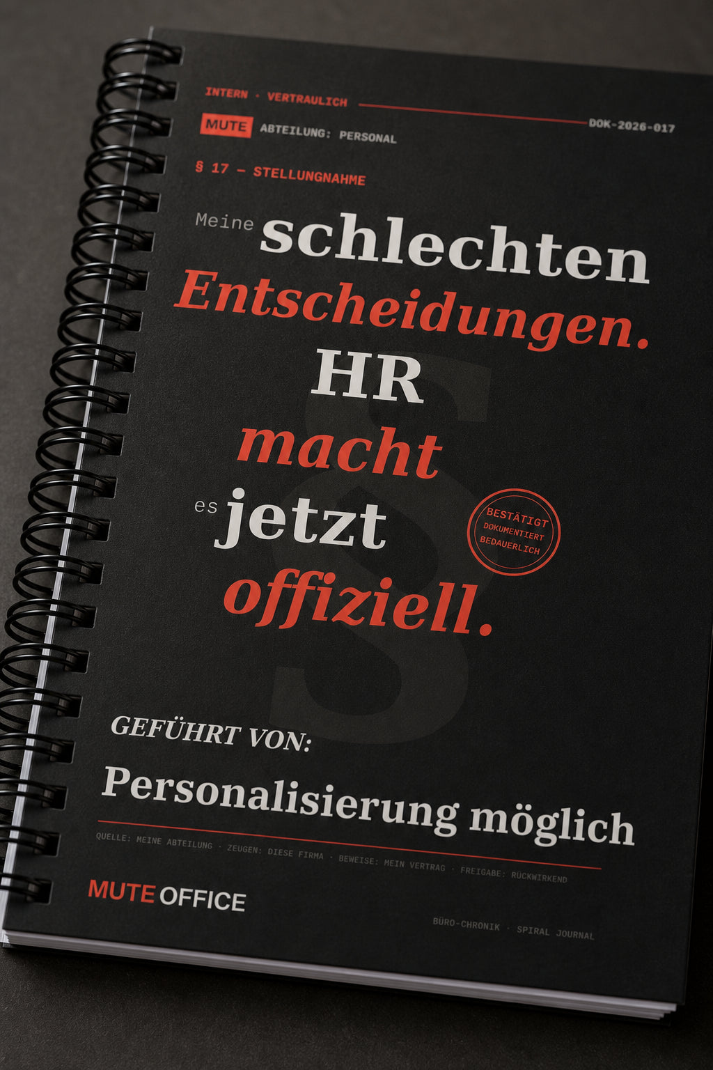 MUTE OFFICE — Detail — Meine schlechten Entscheidungen. HR macht es jetzt offiziell · Personalisiertes Geschenk
