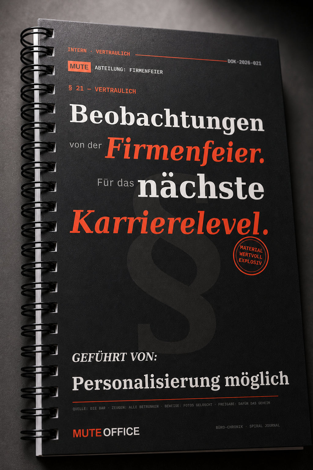 MUTE OFFICE — Detail — Beobachtungen von der Firmenfeier. Für das nächste Karrierelevel · Personalisiertes Geschenk