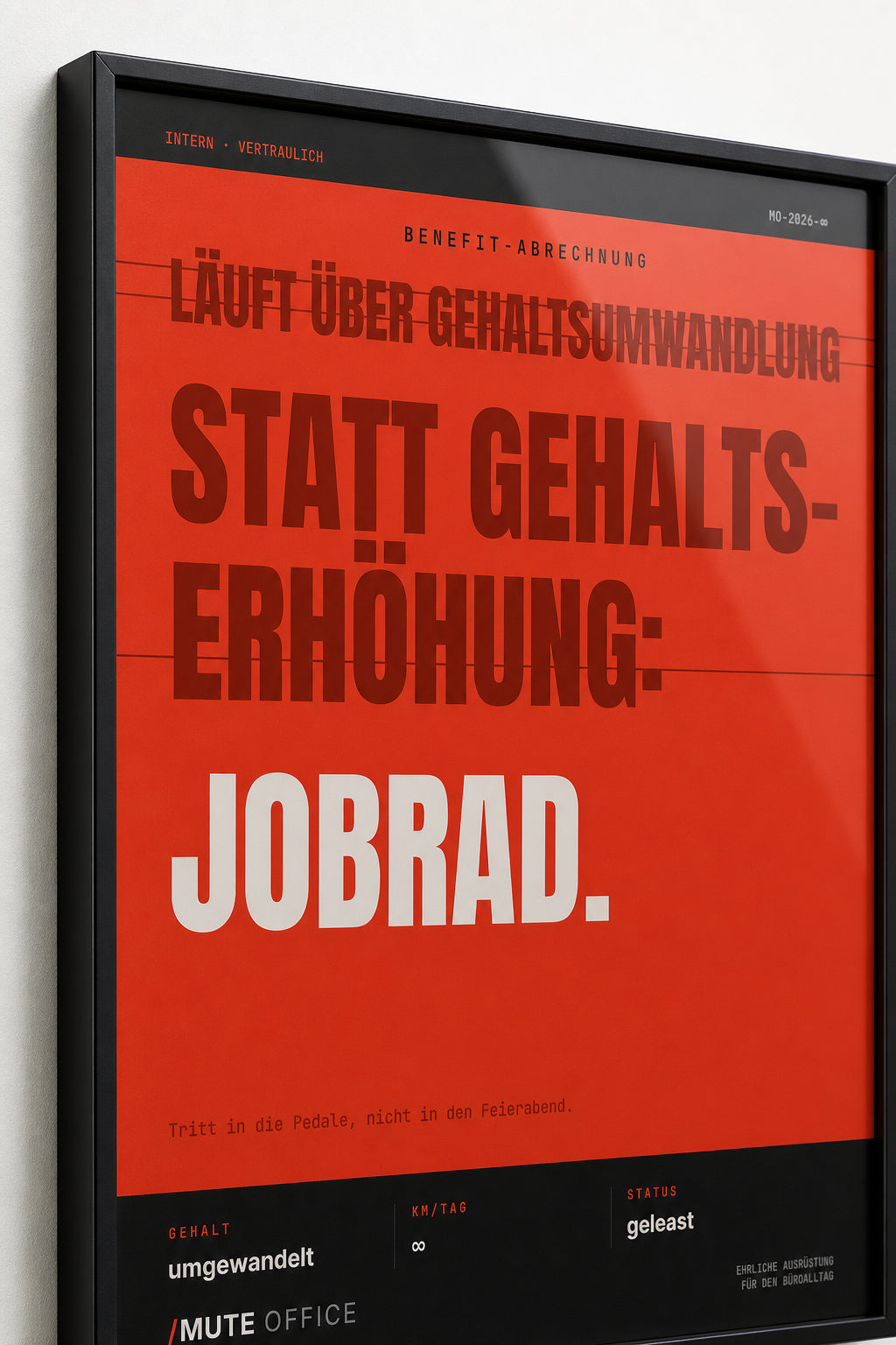 MUTE OFFICE — Detail — Jobrad statt Gehaltserhöhung – Büro-Poster mit Rahmen