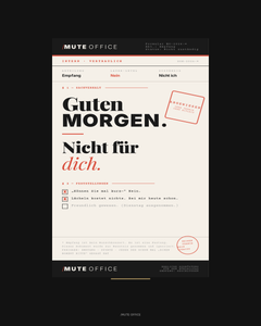 MUTE OFFICE Aufsteller — Empfang Guten Morgen Nicht Für Dich — Druckdesign — Vorschau 2