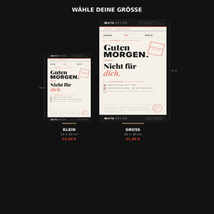 MUTE OFFICE Aufsteller — Empfang Guten Morgen Nicht Für Dich — Größenvergleich Klein und Groß — Vorschau 3