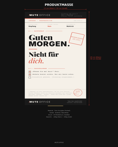 MUTE OFFICE Aufsteller — Empfang Guten Morgen Nicht Für Dich — Produktmaße und Material — Vorschau 4