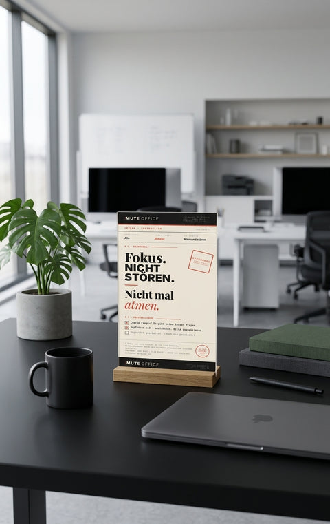 MUTE OFFICE Aufsteller – Fokus Nicht Mal Atmen – Schreibtisch Modern