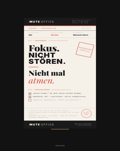 MUTE OFFICE Aufsteller — Fokus Nicht Stören Nicht Mal Atmen — Druckdesign — Vorschau 2