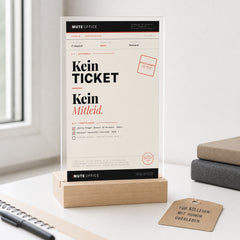 MUTE OFFICE — Geschenk-Szene — KEIN TICKET · KEIN MITLEID — Acryl-Aufsteller — Vorschau 13