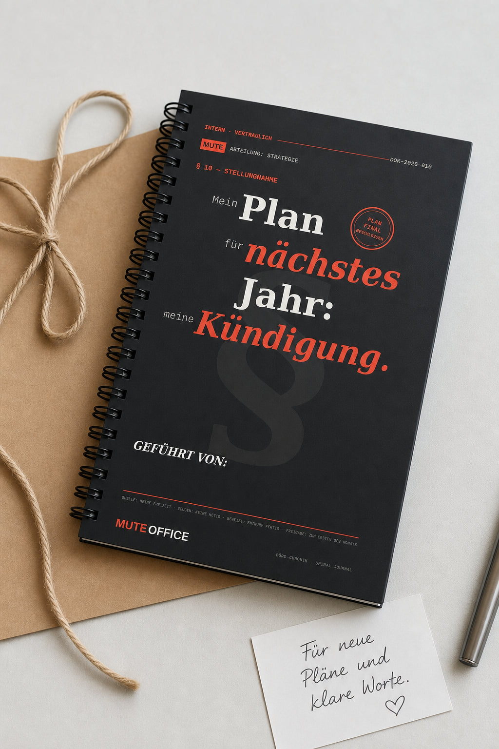 MUTE OFFICE — Geschenk-Szene — Mein Plan für nächstes Jahr: meine Kündigung · Personalisiertes Geschenk