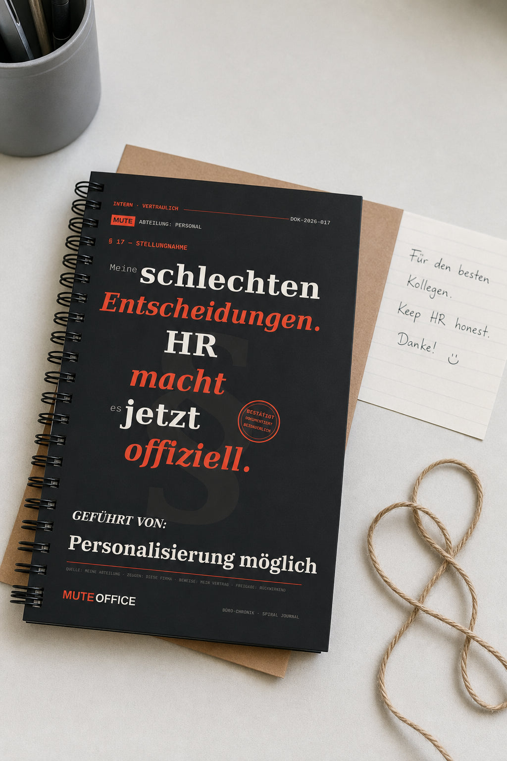 MUTE OFFICE — Geschenk-Szene — Meine schlechten Entscheidungen. HR macht es jetzt offiziell · Personalisiertes Geschenk