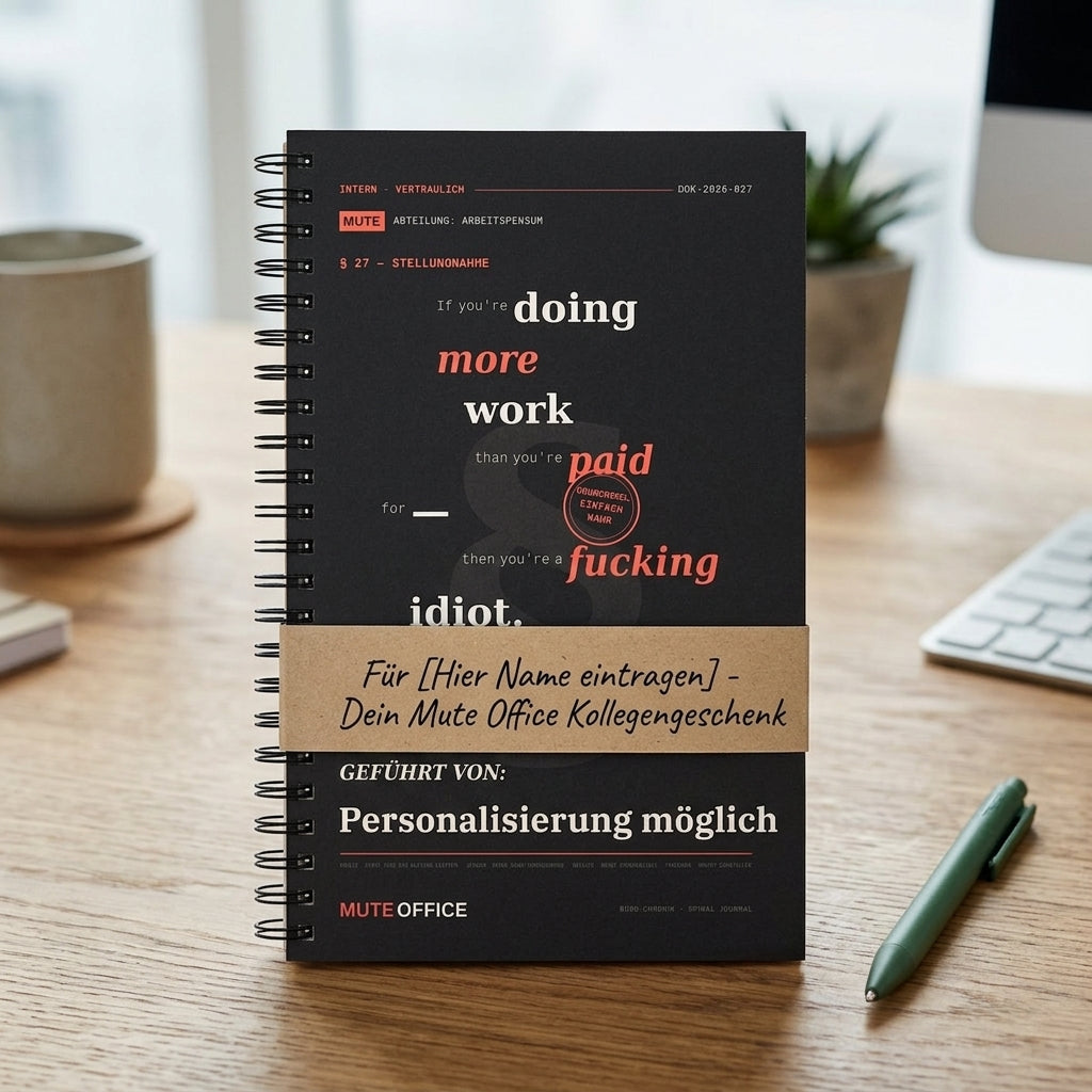 MUTE OFFICE — Geschenk-Szene — If you're doing more work than you're paid for · Personalisiertes Geschenk