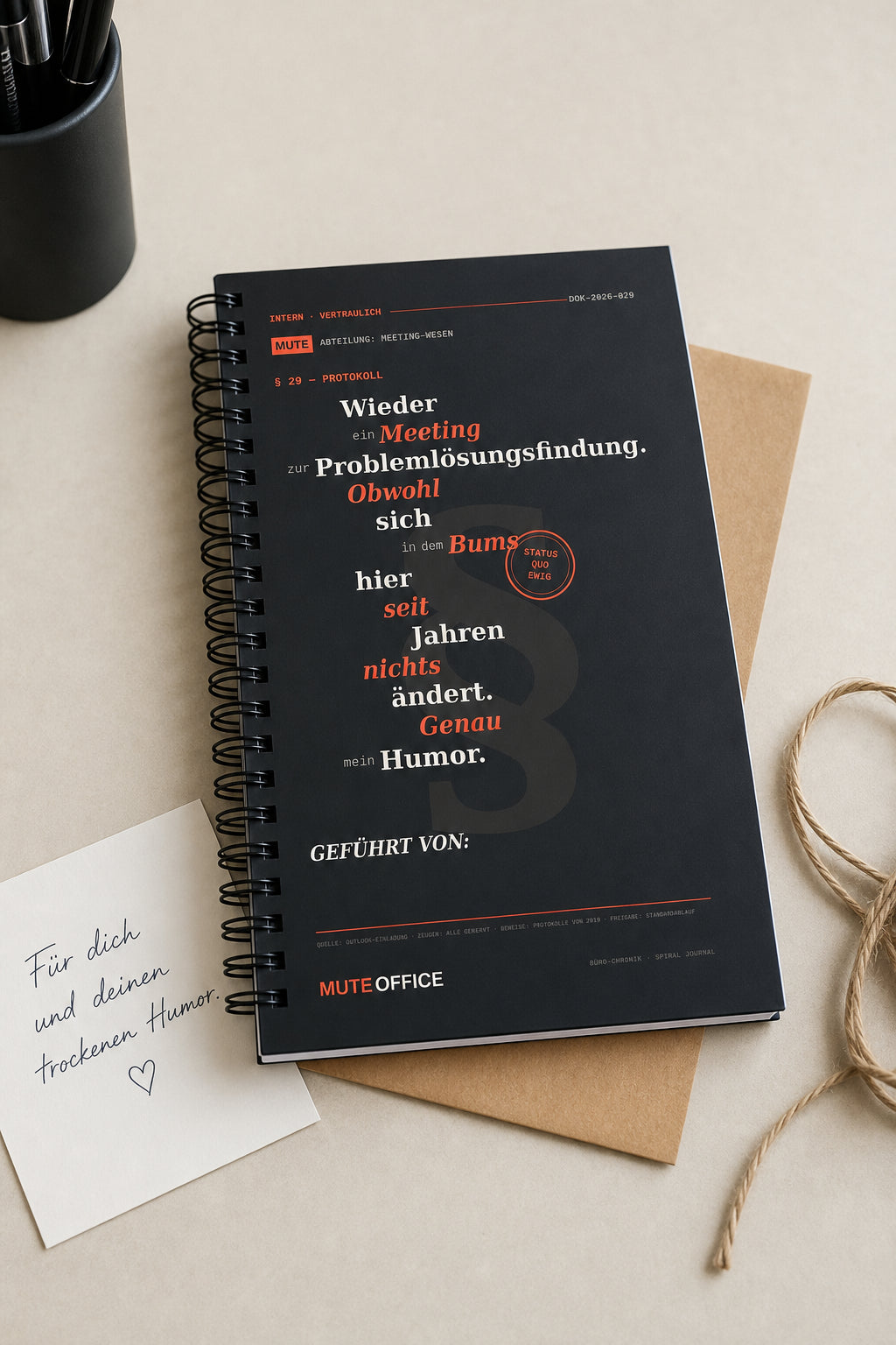 MUTE OFFICE — Geschenk-Szene — Wieder ein Meeting zur Problemlösungsfindung · Personalisiertes Geschenk