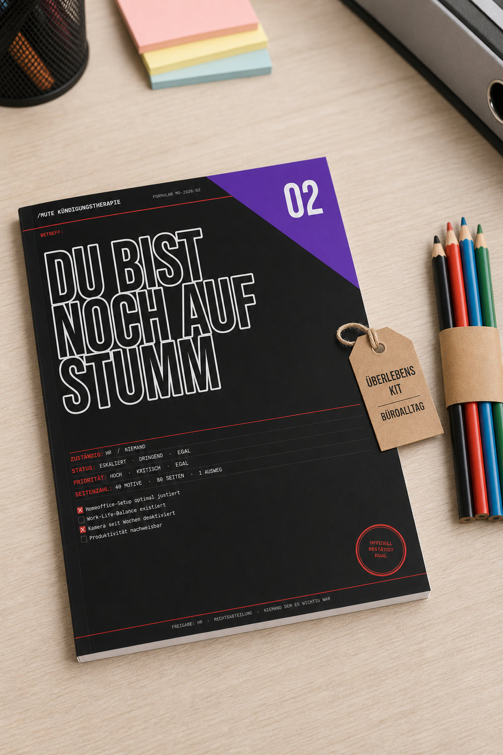 MUTE OFFICE — Geschenk-Szene — Malbuch Band 2 – „Du bist noch auf Stumm“ – Homeoffice-Edition