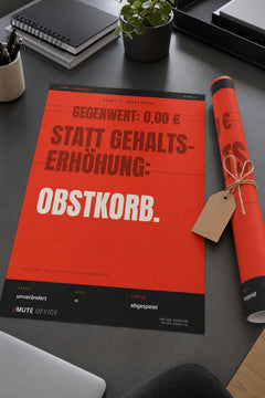 MUTE OFFICE — Geschenk-Szene — Obstkorb statt Gehaltserhöhung – Büro-Poster ohne Rahmen — Vorschau 5