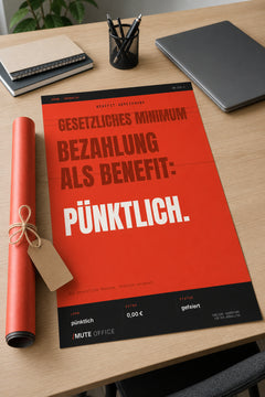 MUTE OFFICE — Geschenk-Szene — Pünktliche Bezahlung als Benefit – Büro-Poster ohne Rahmen — Vorschau 5