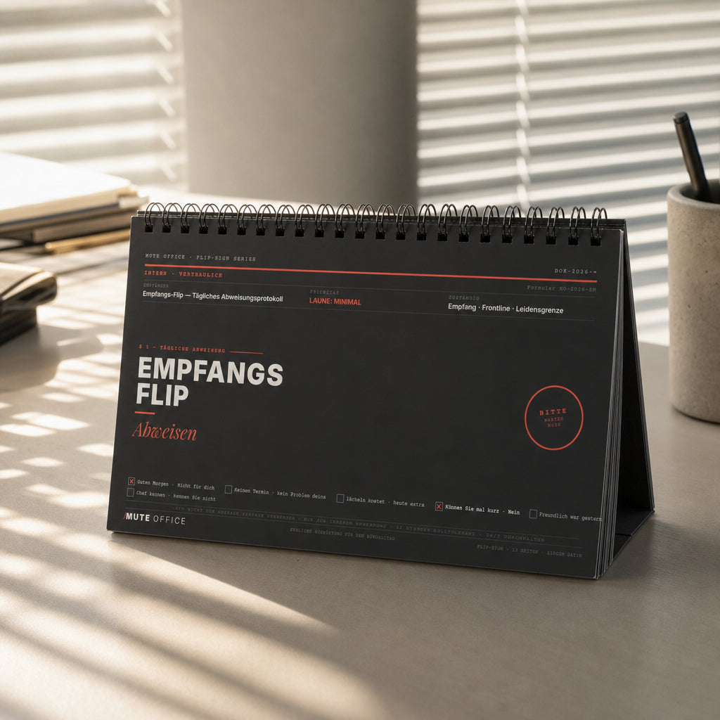 Empfangs-Flip · Täglich Abweisen · Flip-Sign Tischkalender