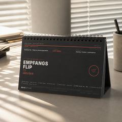 MUTE OFFICE — Hero — Empfangs-Flip · Täglich Abweisen · Flip-Sign Tischkalender — Vorschau 1