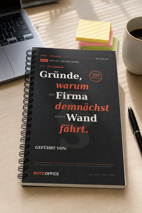 MUTE OFFICE — Hero — Gründe, warum die Firma demnächst an die Wand fährt · Personalisiertes Geschenk