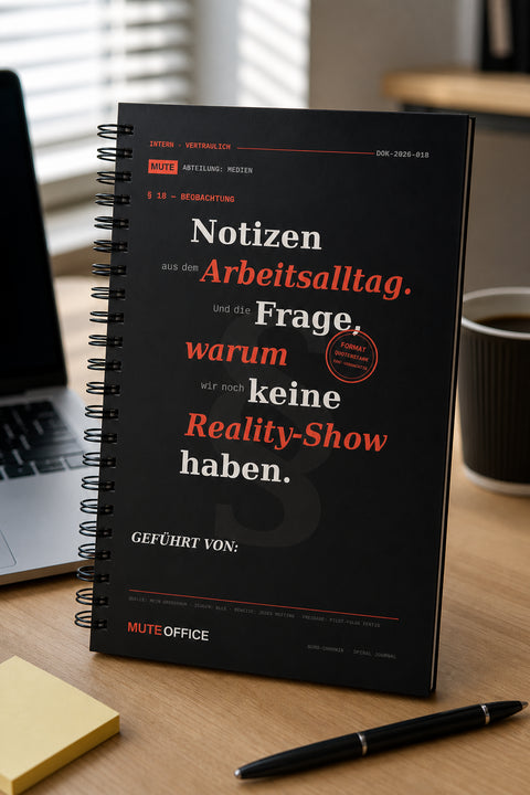 MUTE OFFICE — Hero — Notizen aus dem Arbeitsalltag. Und die Frage, warum wir noch keine Reality-Show haben · Personalisiertes Geschenk