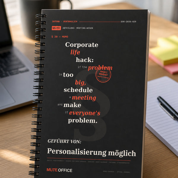 Corporate life hack: if the problem is too big, schedule a meeting · Personalisiertes Geschenk