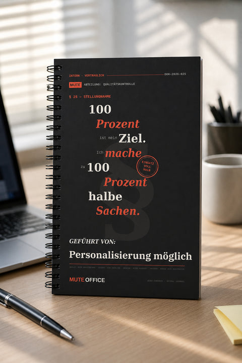 MUTE OFFICE — Hero — 100 % ist mein Ziel. Ich mache zu 100 % halbe Sachen · Personalisiertes Geschenk