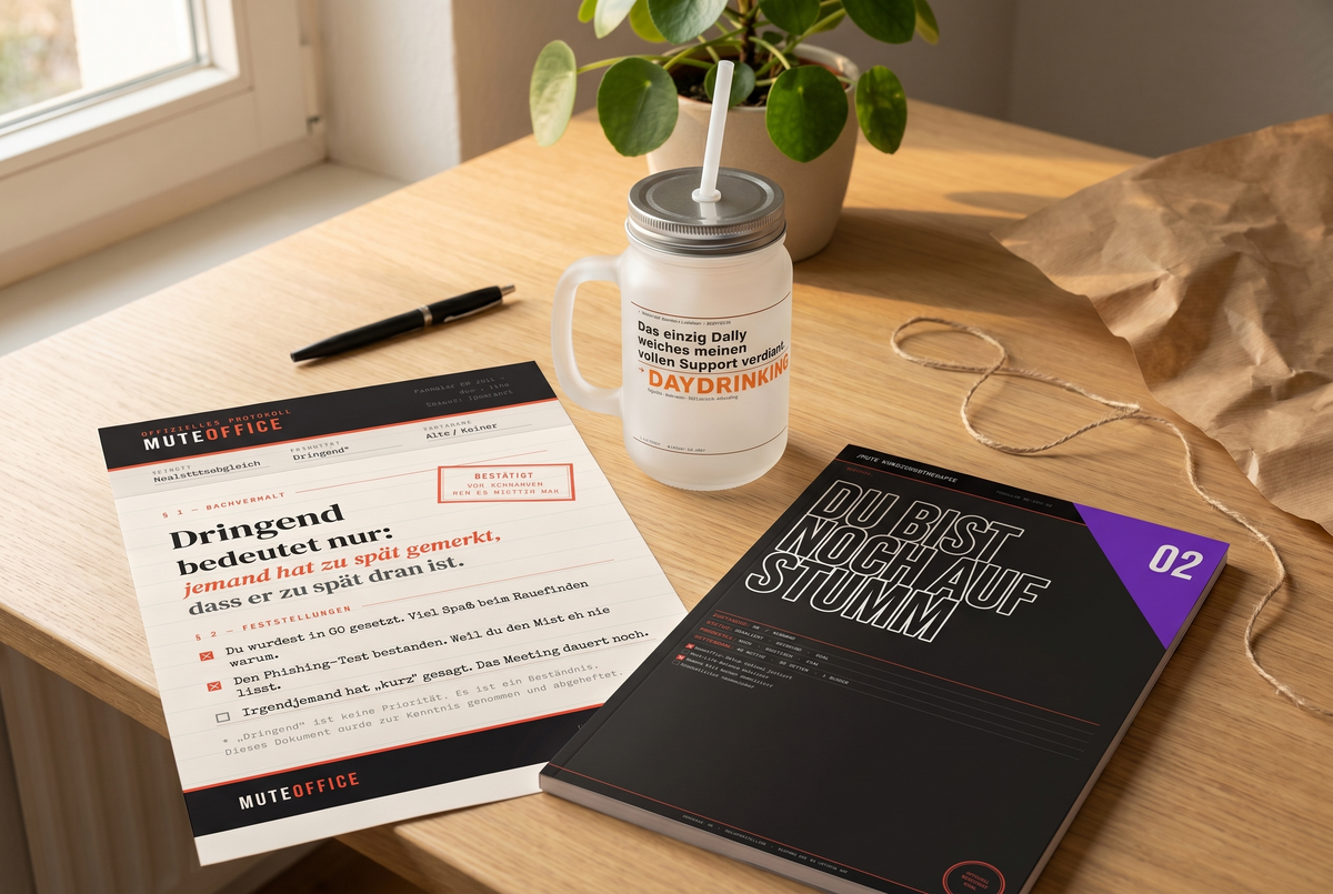 MUTE OFFICE Set – Homeoffice-Set – als Geschenk mit Kraftpapier verpackt