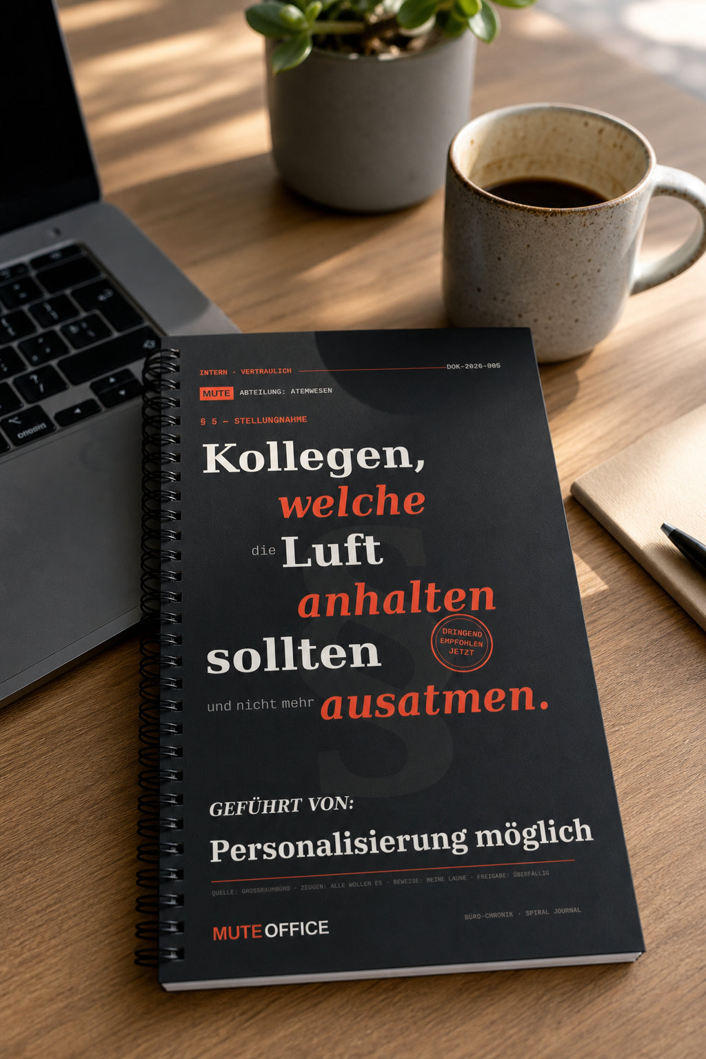 MUTE OFFICE — Homeoffice-Szene — Kollegen, die die Luft anhalten sollten und nicht mehr ausatmen · Personalisiertes Geschenk