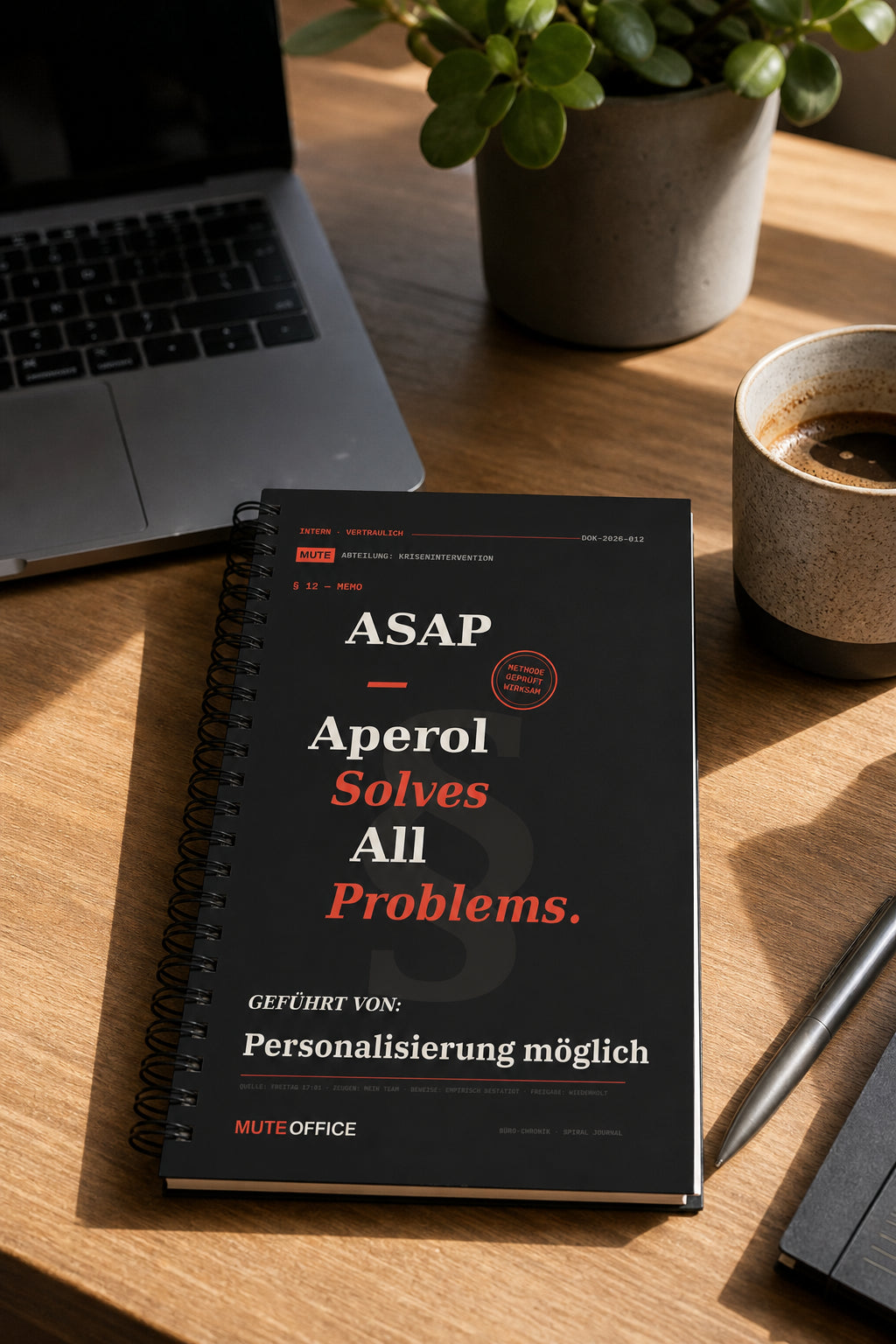 MUTE OFFICE — Homeoffice-Szene — ASAP — Aperol Solves All Problems · Personalisiertes Geschenk