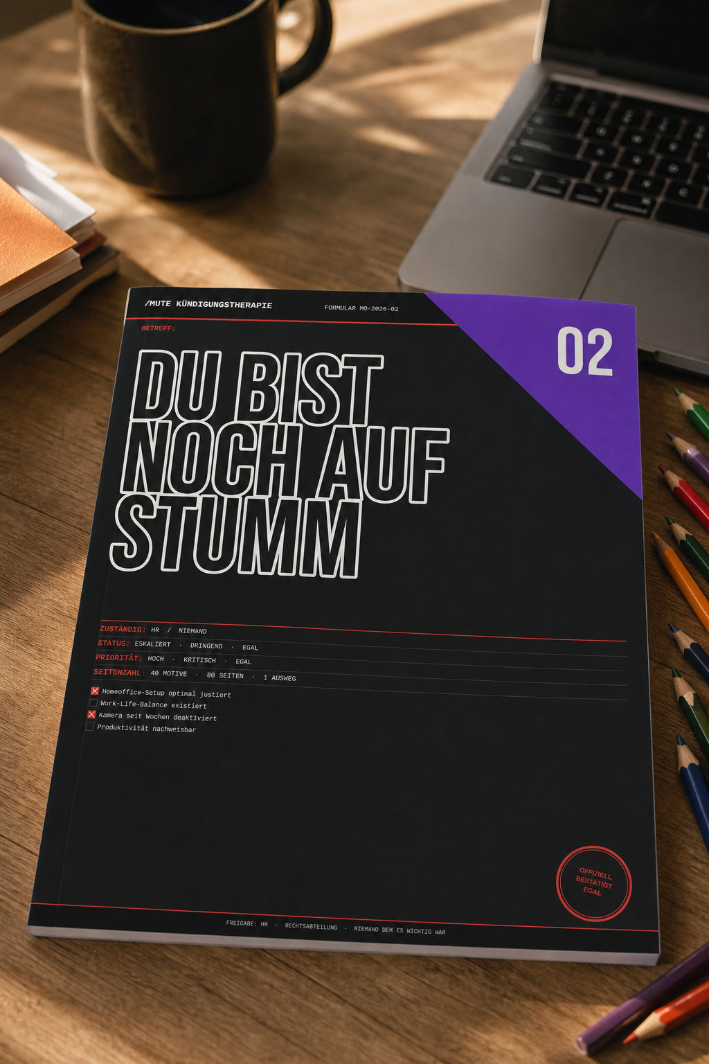MUTE OFFICE — Homeoffice-Szene — Malbuch Band 2 – „Du bist noch auf Stumm“ – Homeoffice-Edition